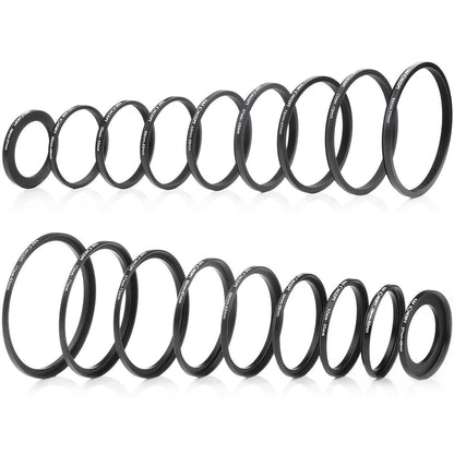 K&F Concept PH Official 18pcs Camera Lens Filter Ring Adapter Metal Stepping Rings Kit (9pcs Step Up Ring Set + 9pcs Step Down Ring Set)
