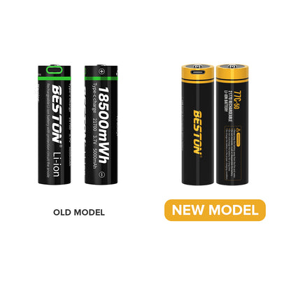 Beston 1pc Fast charge 21700 TYPE C 3.7v 5000mah Lithium-Ion 18500mWh Rechargeable Battery