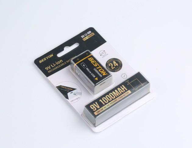 Beston 9V 1000mAh Micro USB Rechargeable Li On Battery 6F22