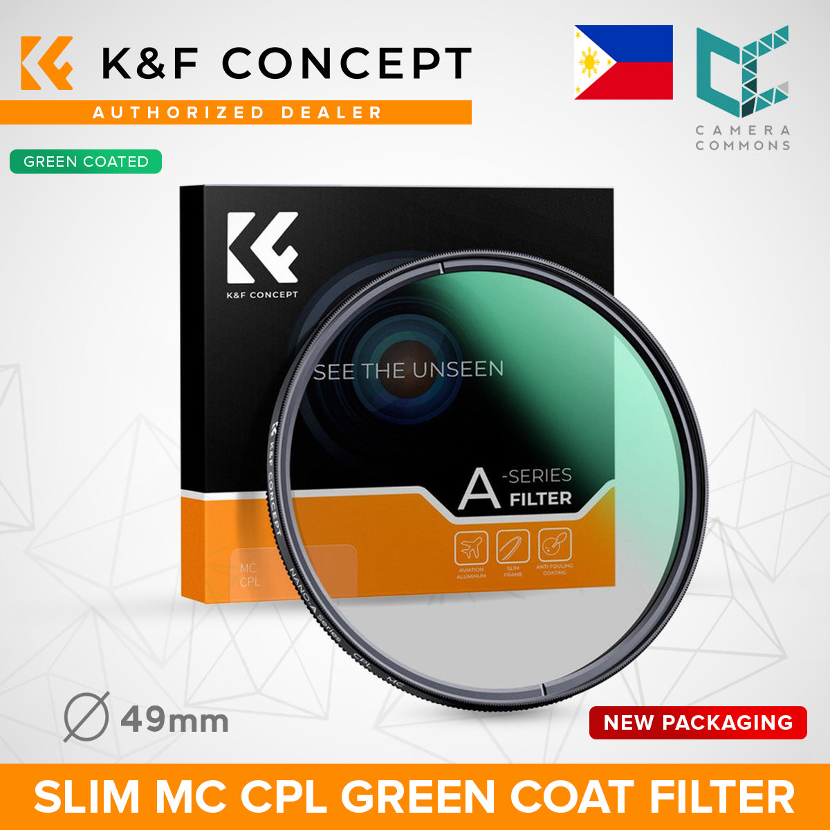 CLEARANCE K&F Concept MC CPL Filter Slim Green Multi Coated Optical Glass 37mm-82mm A Series