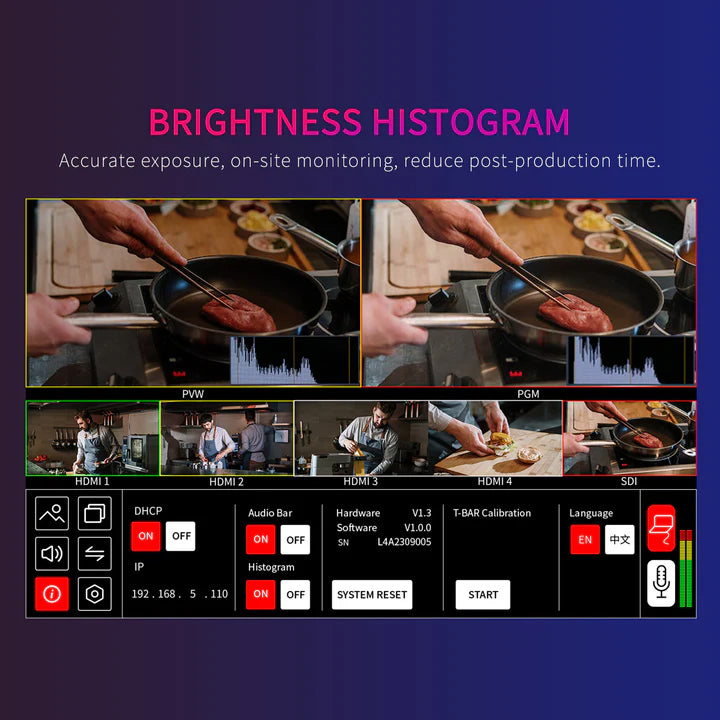 FEELWORLD L4 Multi-Camera Video Mixer Switcher 10.1" Touch Screen USB3 Fast Streaming Chroma Keying