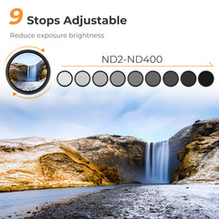 K&F Concept ND2-ND400 Neutral Density Fader Variable ND Filter Adjustable ND2 ND4 ND8 ND16 ND32 to ND400 ND2-400 37mm-82mm