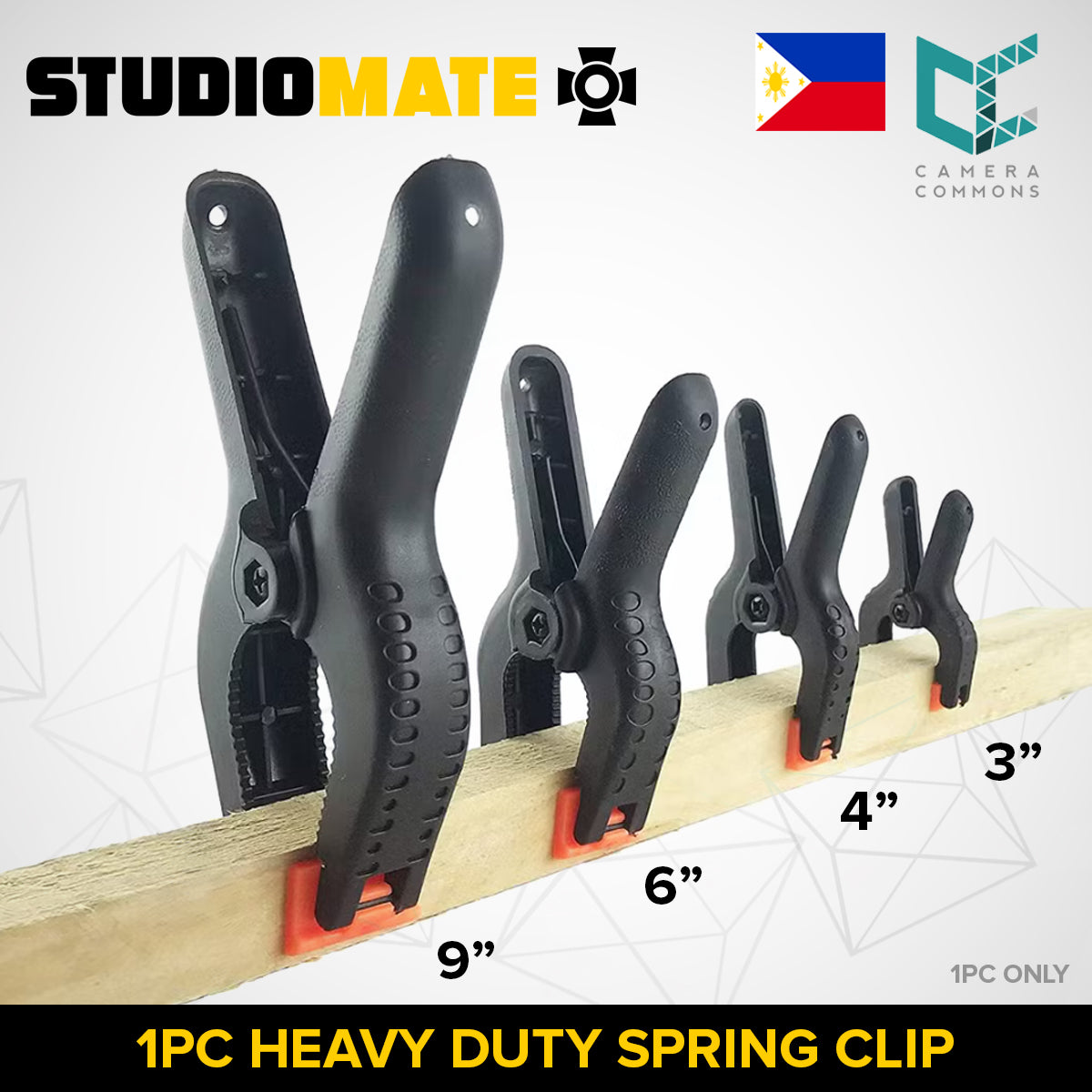 STUDIOMATE SM28 3 / 4 / 6 / 9 inches Heavy Duty Spring Clips for Background Paper Studio Photography Clamp Clip 6pc SC6