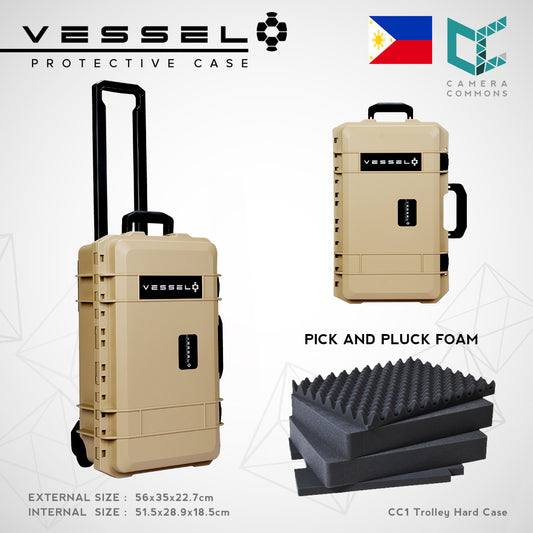 VESSEL CC1 Trolley Hard Case Camera Photography Equipment Case (Khaki)