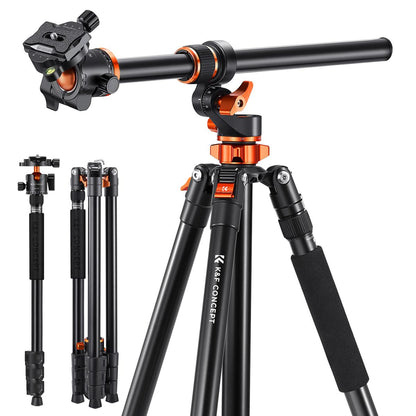 K&F Concept T254A7+BH-28L 90 inch/2.3m Tripod Reversible Detachable Monopod Transverse Center Column KF09.119