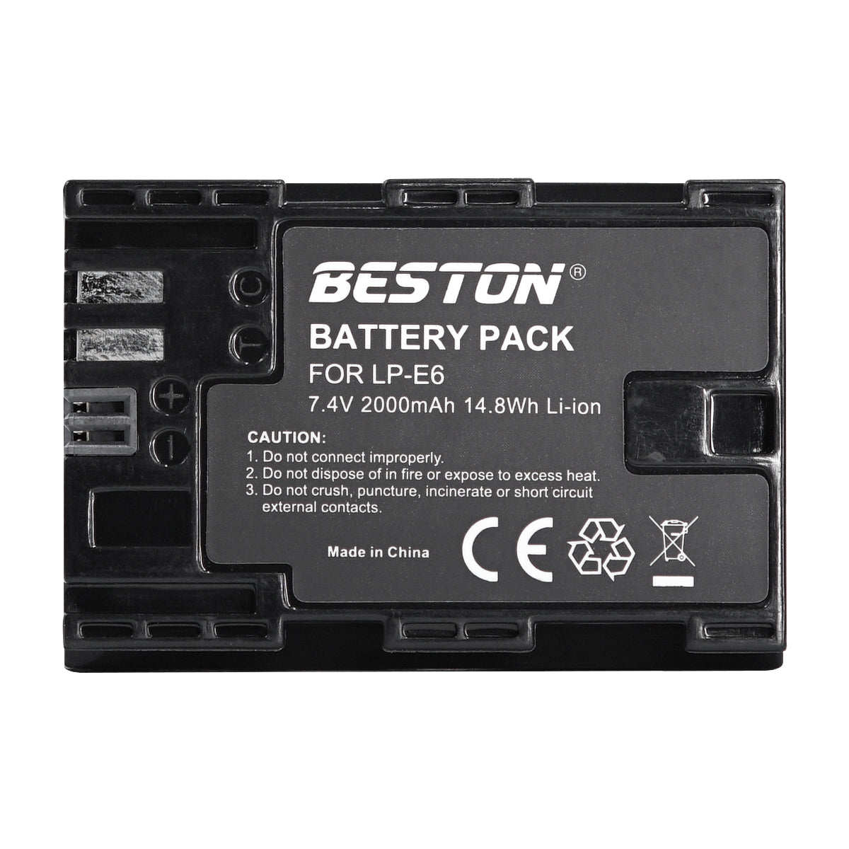 BESTON 2PCS LP-E6 2000mAh 7.4V 14.8Wh Li-ion Camera Battery for Canon LPE6