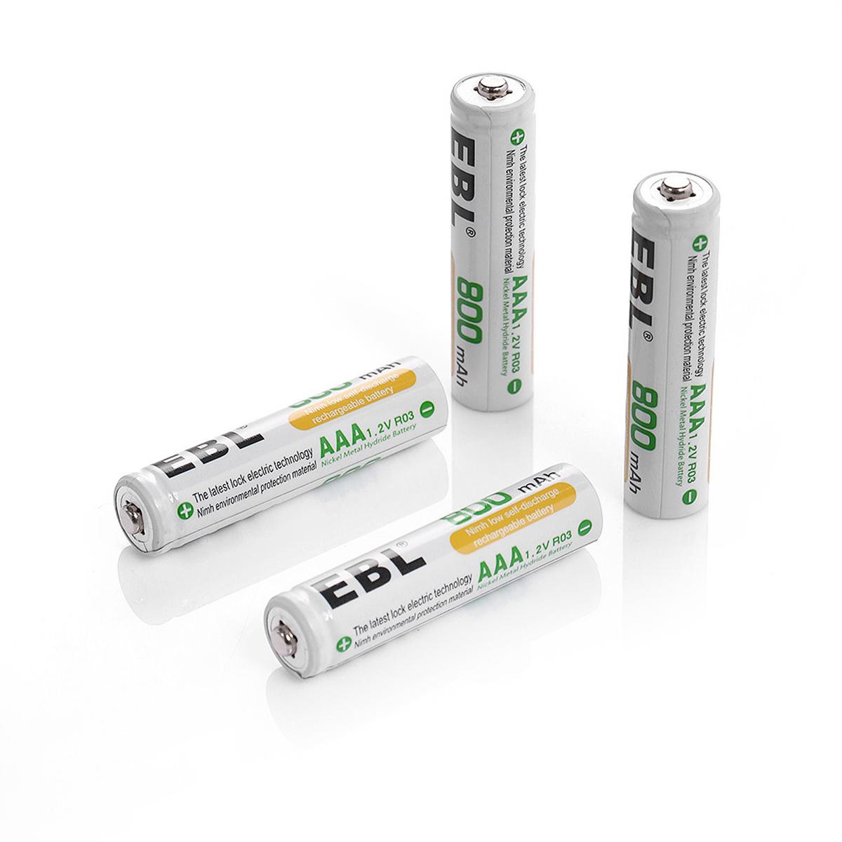 EBL 4 Pack 1.2V AAA Size 800mAh Rechargeable battery - Ni-MH NiMH Camera Commons PH