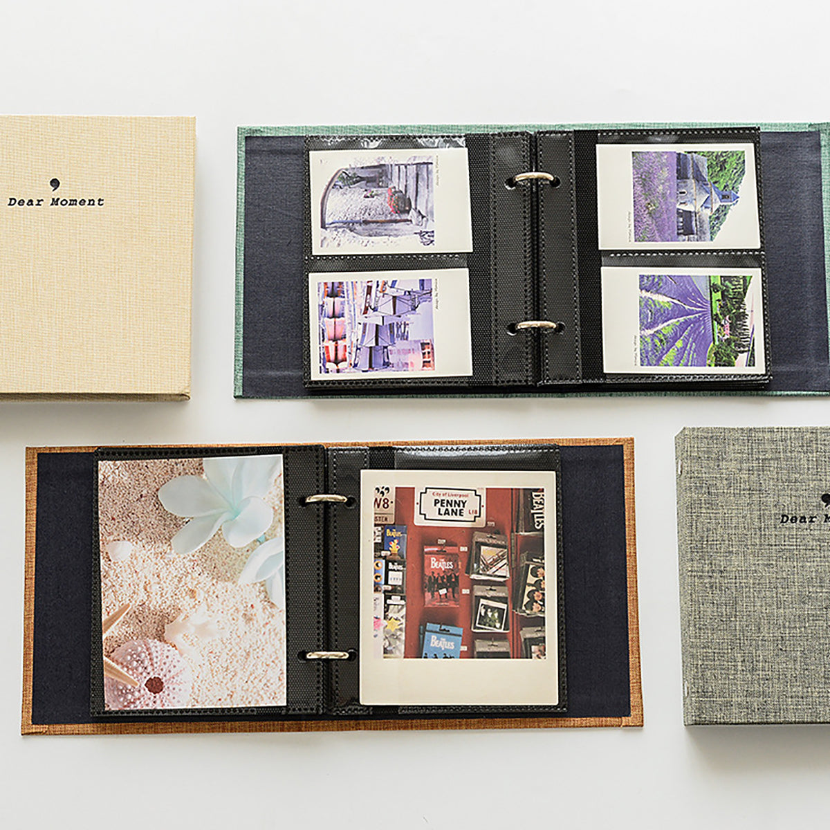 Photo Album 100 Sheets Pockets Slots Linen Hardcover 2-Ring Binder for Fujifilm Instax Mini Films