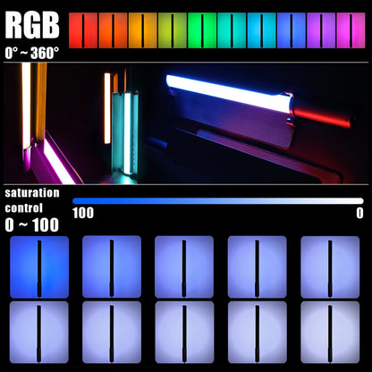 LUXCEO P520 RGB LED Light Wand Stick With Barndoor Built-in Battery 36 Colors Studio Tiktok Lighting