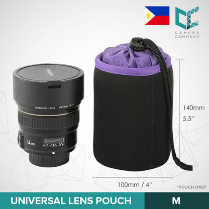 Universal Lens Pouch Photo Protective Soft Neoprene Black Purple for DSLR Camera