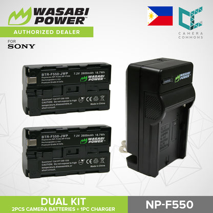 Wasabi Power NP-F330 NP-F530 NP-F550 NP-F570 Dual Kit Battery Plug Charger for Sony Cameras NPF550