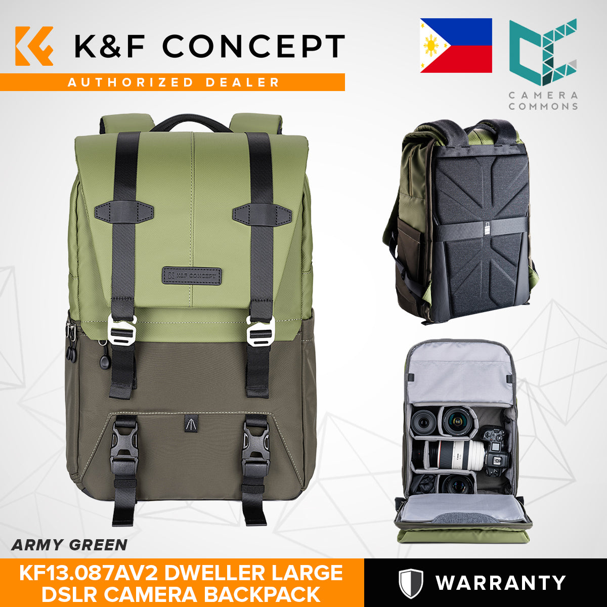 K&F Concept Dweller Black Professional DSLR Camera Bag Backpack 15.6" with Rain Cover KF13.087AV KF13.087AV5