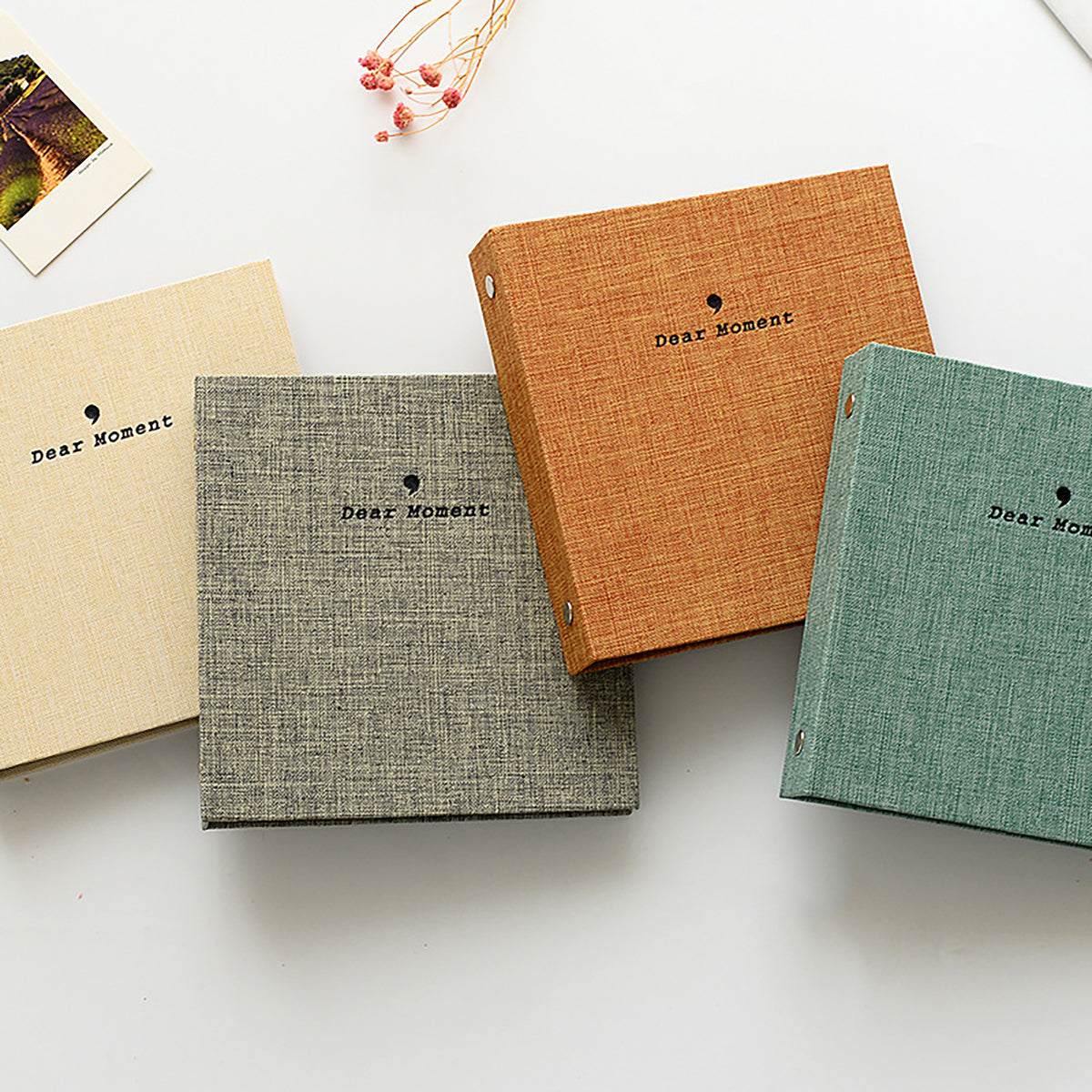 Photo Album 100 Sheets Pockets Slots Linen Hardcover 2-Ring Binder for Fujifilm Instax Mini Films