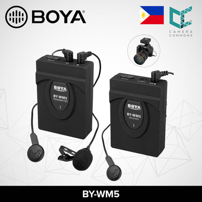 BOYA BY-WM5 2.4GHz Wireless Lavalier Microphone System for Canon Nikon Sony DSLR Camera Camcorder Audio Recorder