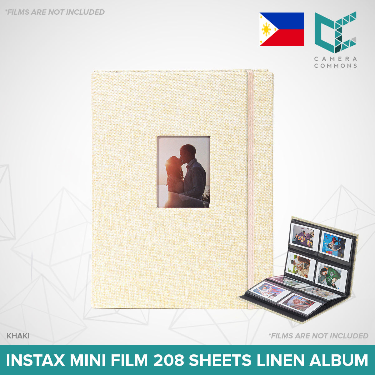Photo Album 208 Sheets Pockets Slots Plain Cotton Linen for Fujifilm Instax Instant Mini Films