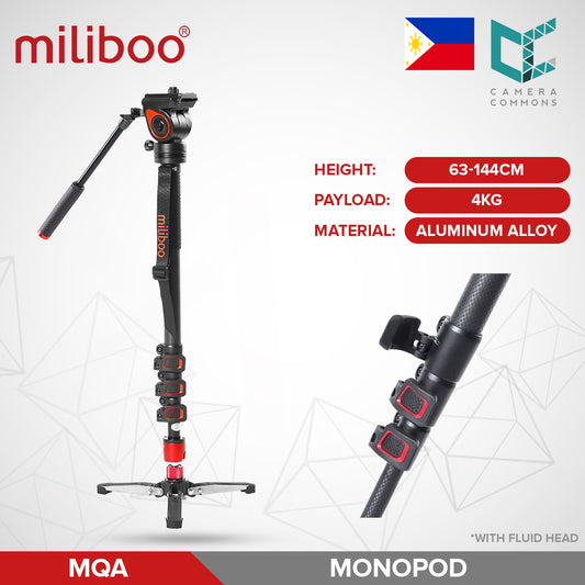 Miliboo MQA Professional Aluminum Alloy Monopod with Fluid Head for Videography