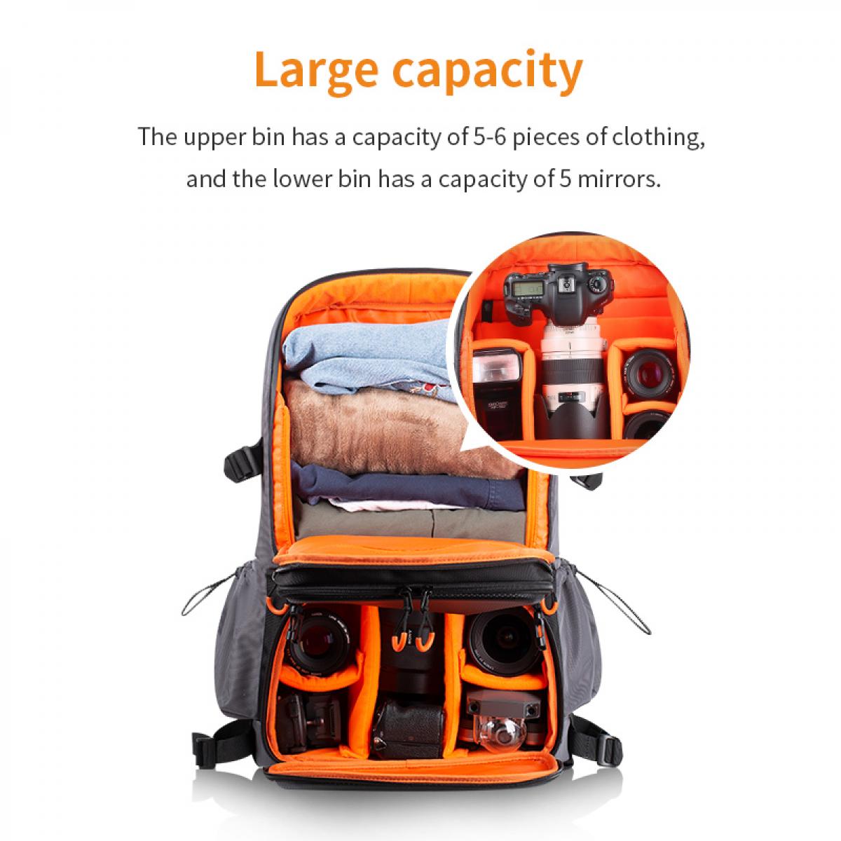 K&F Concept Torque Black Professional DSLR Camera Backpack with Laptop Compartment | KF13.107
