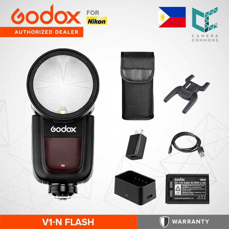 Godox V1-N V1 V1Pro Nikon Flash Pro 1.5 sec Recycle Time 1/8000 HSS 480 Full Power Shots 2600mAh Lithium Battery for Nikon Cameras Round Head Flash
