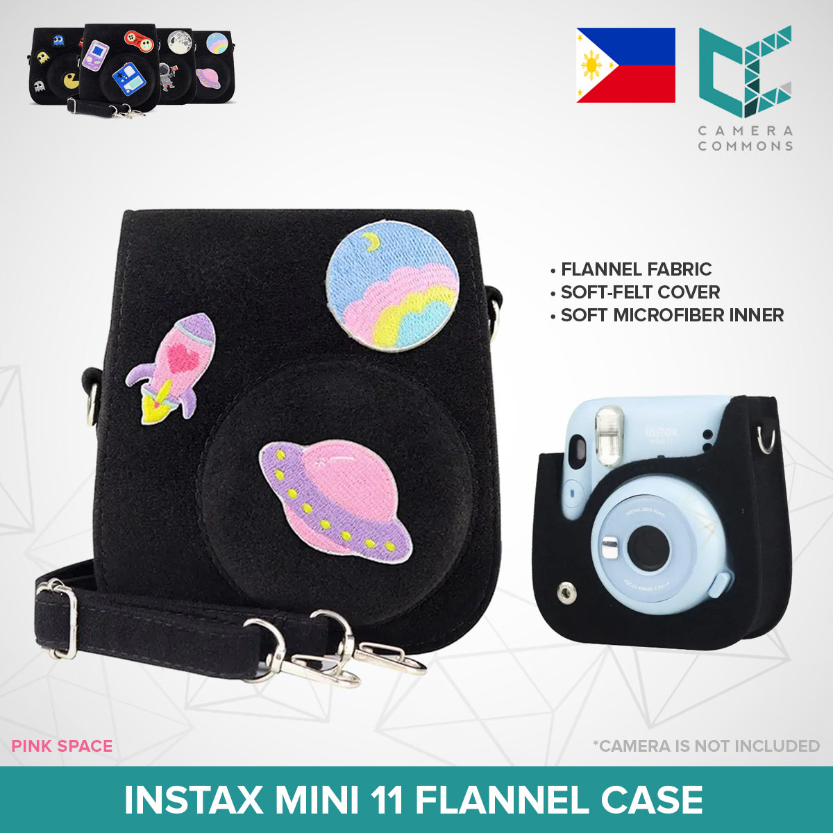 Leather Case Flannel Case Bag Cover Plain Colors for Fujifilm Instax Mini 11 Mini 12 Instant Film Camera PU Leather