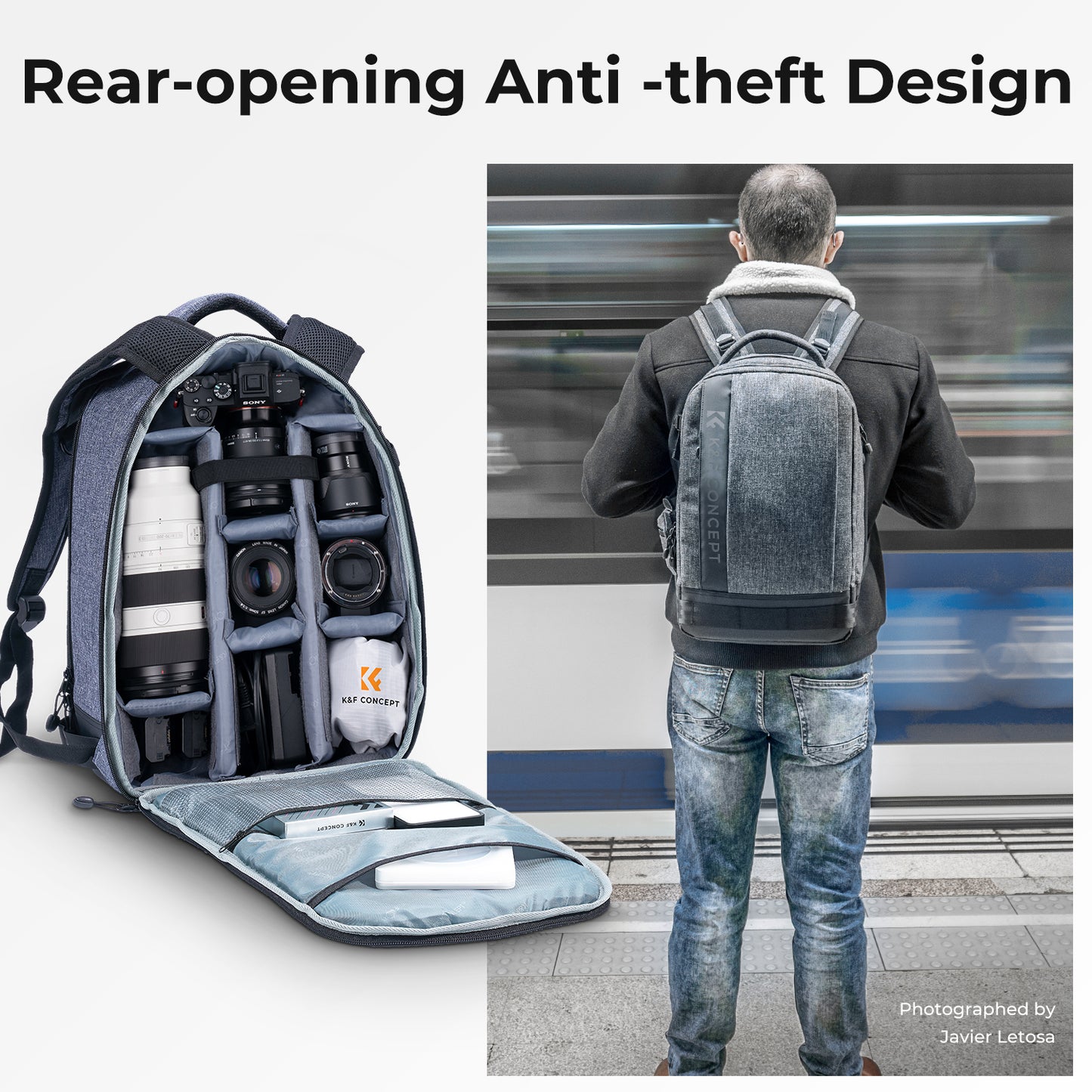 K&F Concept Nylon Large DSLR Camera Backpack for Travel Outdoor Photography fit Canon Nikon for DSLR Mirrorless Camera Travel Photography Bag - KF13.044 PASSENGER