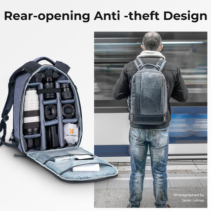 K&F Concept Nylon Large DSLR Camera Backpack for Travel Outdoor Photography fit Canon Nikon for DSLR Mirrorless Camera Travel Photography Bag - KF13.044 PASSENGER