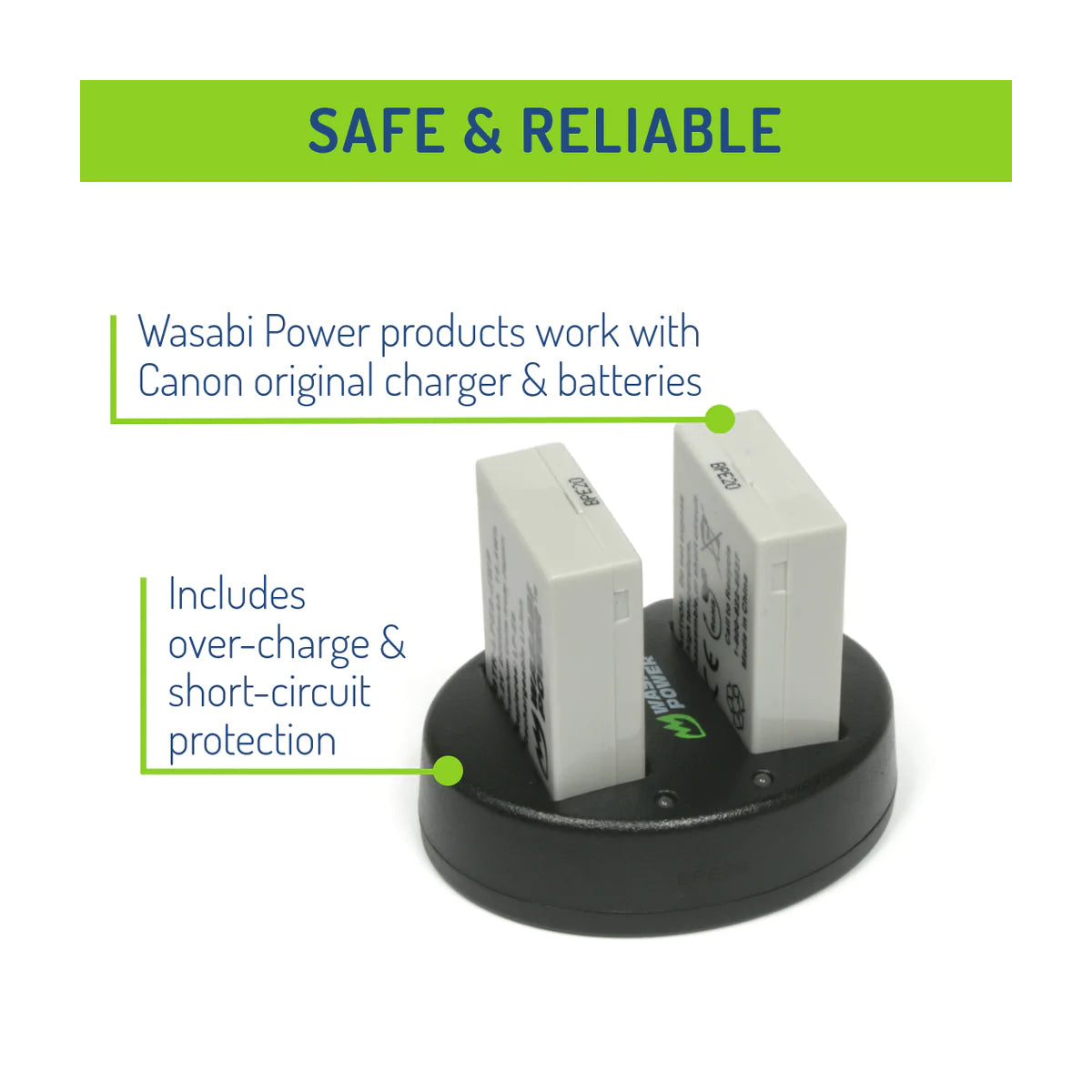 Wasabi Power LP-E8 Dual Kit Battery Charger for Canon Cameras LPE8
