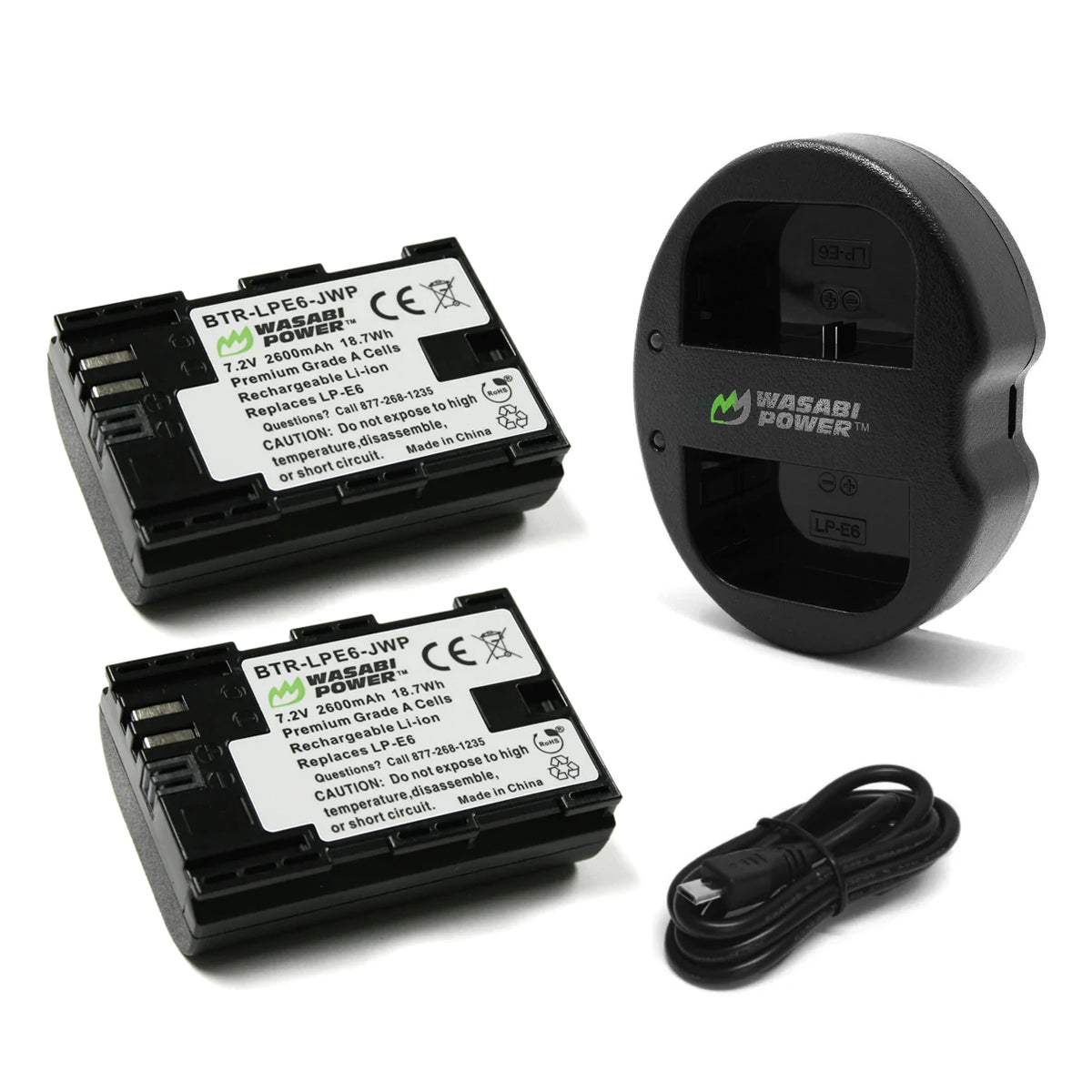Wasabi Power LP-E6 LP-E6N Dual Kit Battery Charger for Canon Cameras LPE6