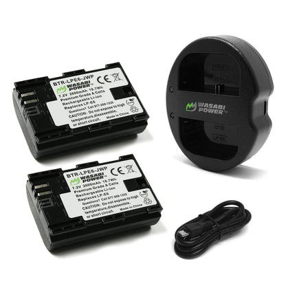 Wasabi Power LP-E6 LP-E6N Dual Kit Battery Charger for Canon Cameras LPE6