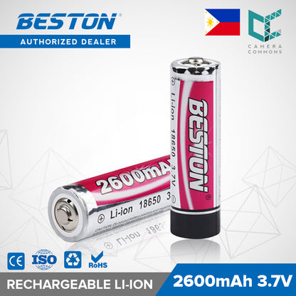 Beston 18650 3.7V Rechargeable Lithium Ion Battery Li-ON Large Capacity 2600MAH (Pointed Top)