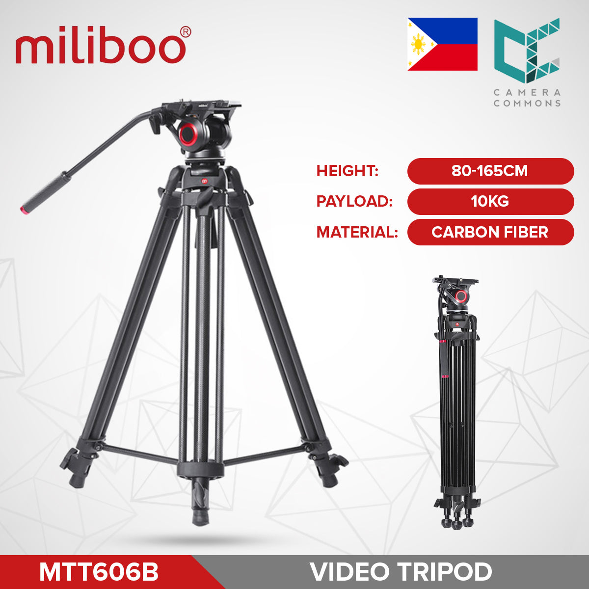 CLEARANCE Miliboo MTT606B Tripod kit with Mid Spreader Carbon Fiber