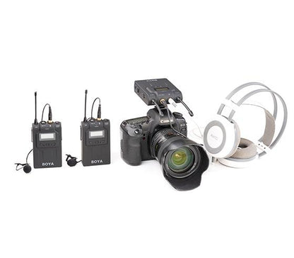 BOYA BY-WM8 UHF Dual-Channel Wireless Lavalier Microphone System with 48 Channels 6 Hours Continuous Running Time for Interviews - Camera Commons PH