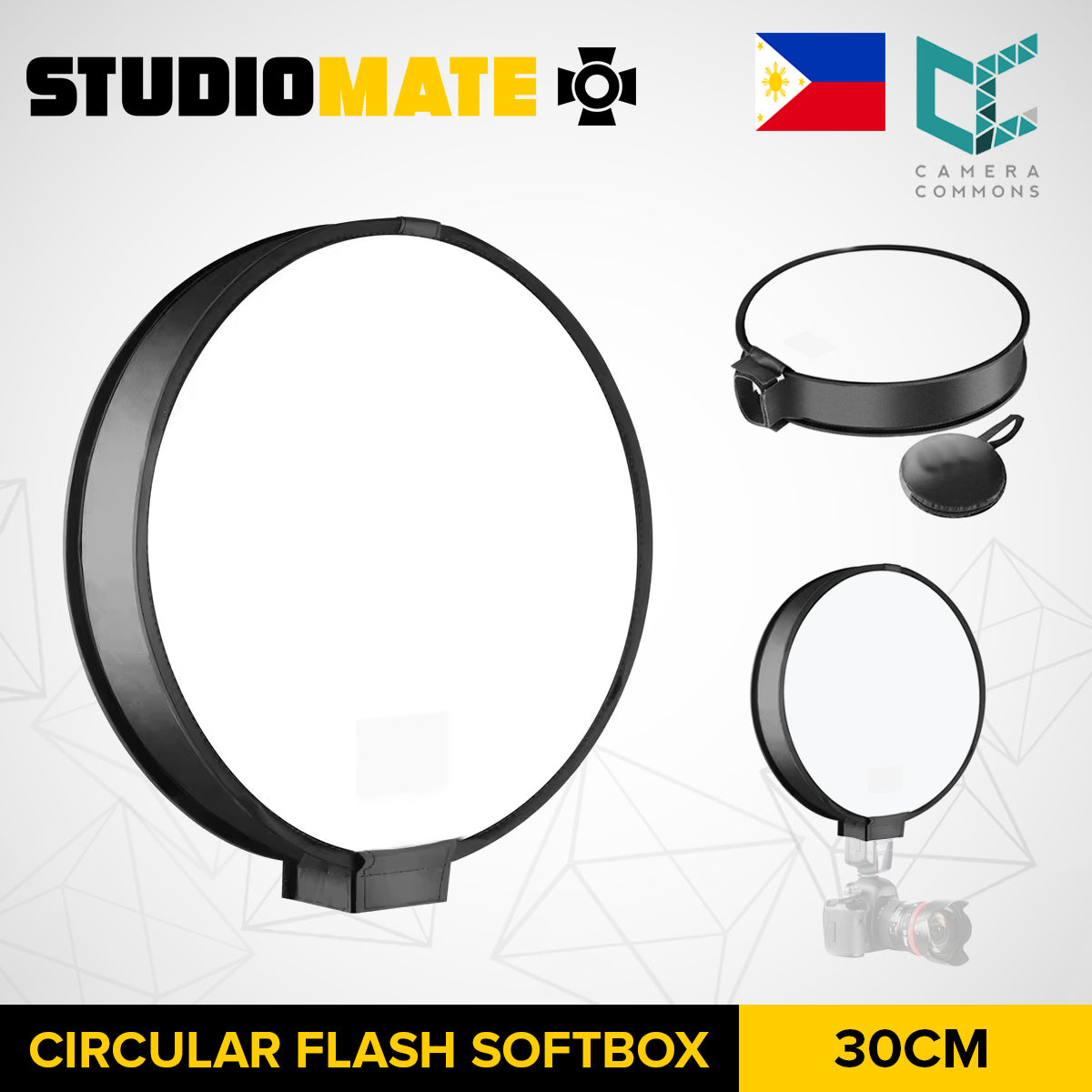 STUDIOMATE Circular Round Softbox for Flash Portable Mini - Camera DSLR Flash Diffuser Reflector Studio Accessories