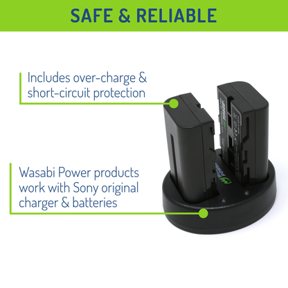 Wasabi Power NP-F330 NP-F530 NP-F550 NP-F570 Dual Kit Battery Charger for Sony Cameras NPF550