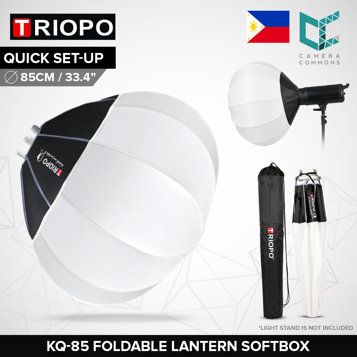 Triopo KQ85 Lantern Softbox 85cm 33.4inches Foldable Spherical Collapsible Bowens Mount for Studio