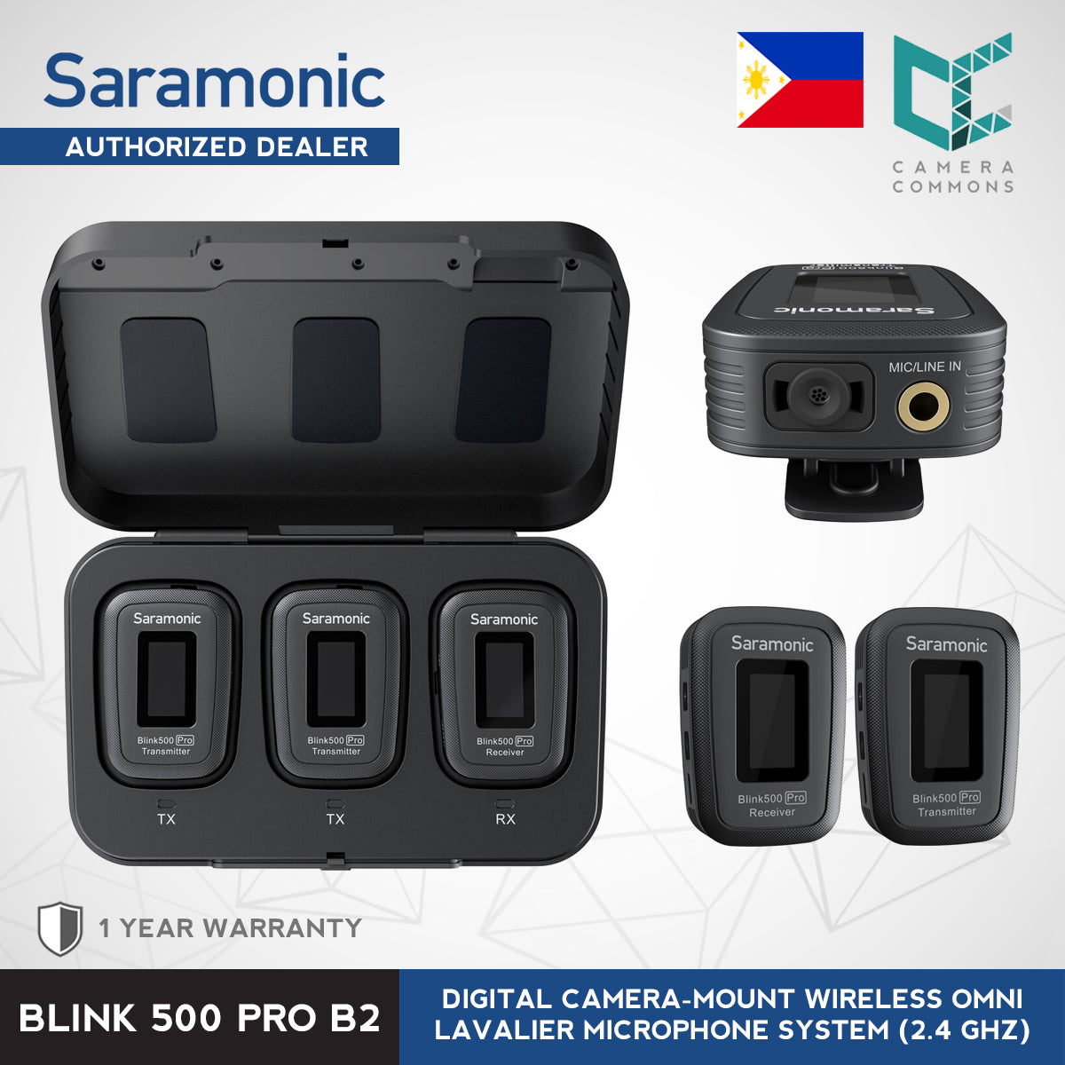 Saramonic Blink 500 Pro B2 2-Person Digital Camera-Mount Wireless Omni Lavalier Microphone System (2.4 GHz)