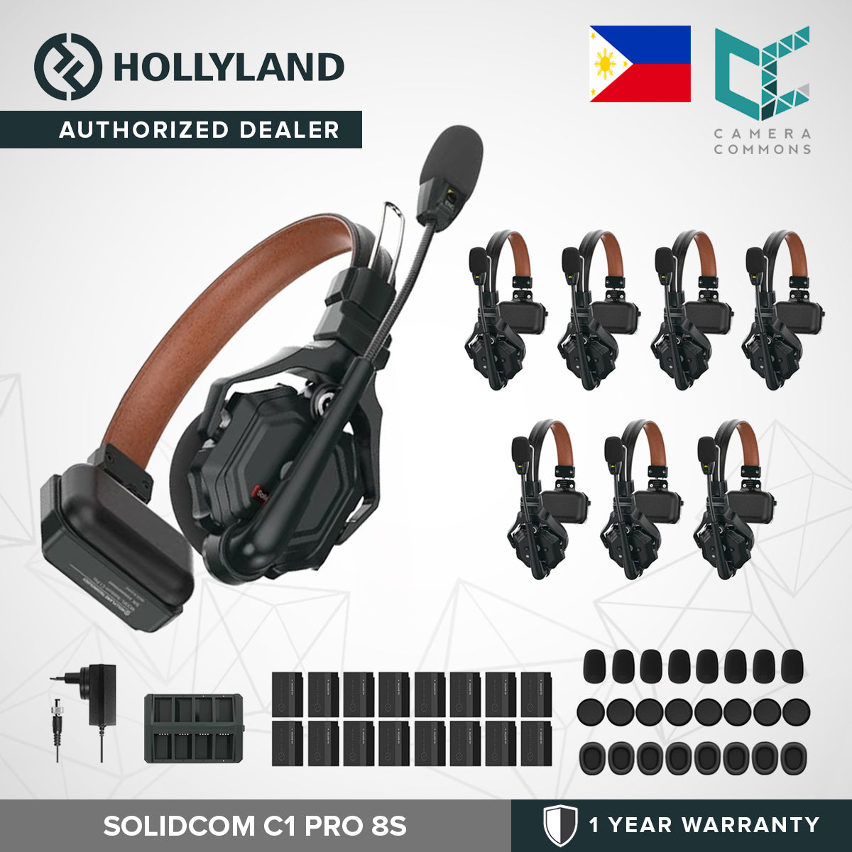 Hollyland Solidcom C1 Pro 4S 6S Full Duplex ENC Wireless Audio Intercom System with 4,6,8 Headsets