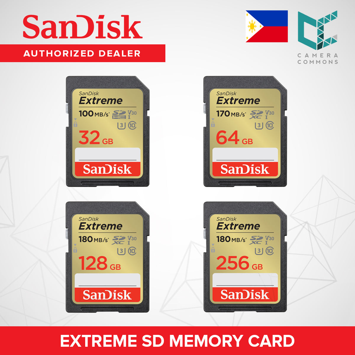 SanDisk Extreme SDHC SDXC SD Memory Card UHS-1 V30 U3 C10 100MB/s 16GB 32GB 64GB 128GB 256GB