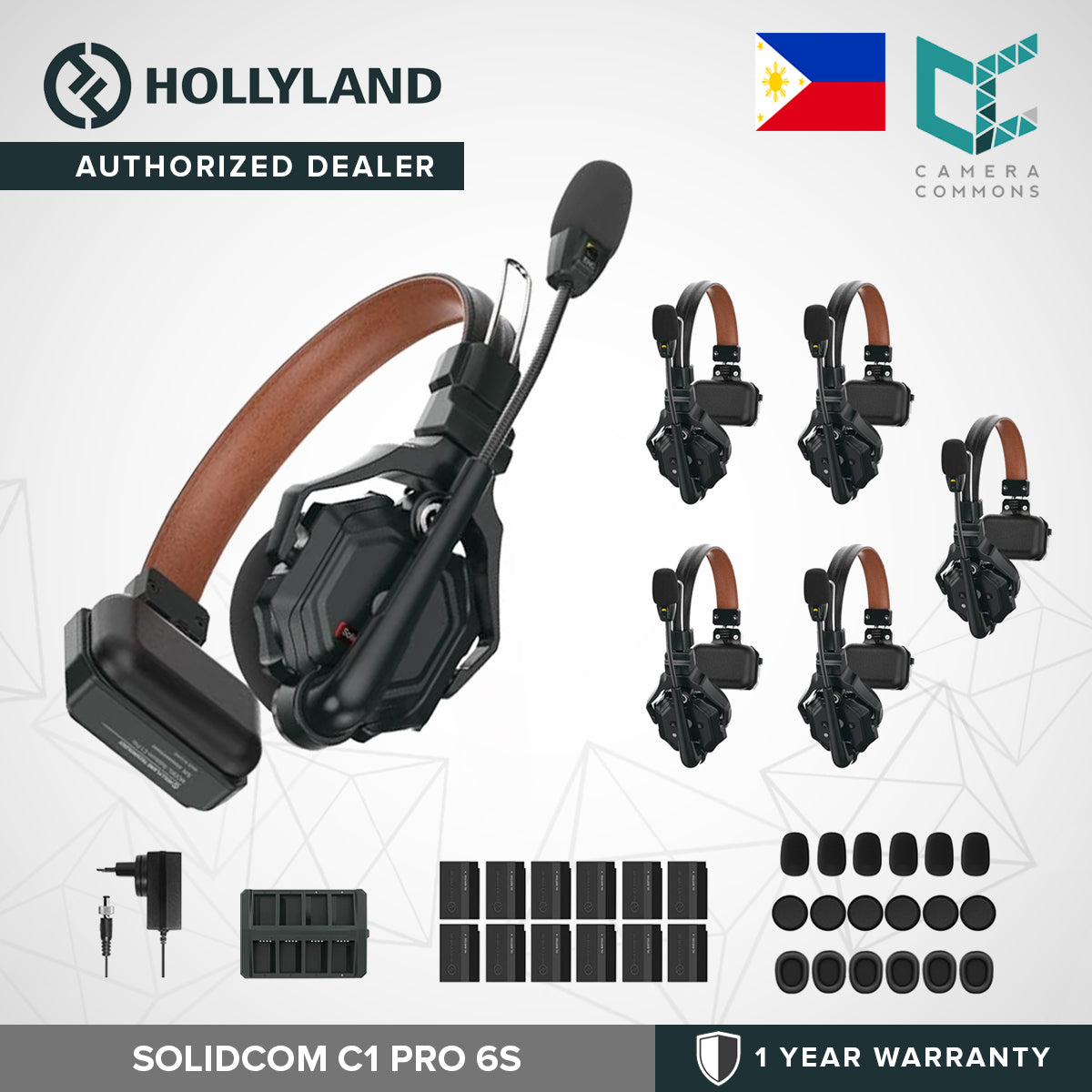 Hollyland Solidcom C1 Pro 4S 6S Full Duplex ENC Wireless Audio Intercom System with 4,6,8 Headsets
