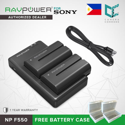 RAVPower NP-F550 Camera Battery Charger with 2pcs Batteries Set for Sony Cameras NPF550