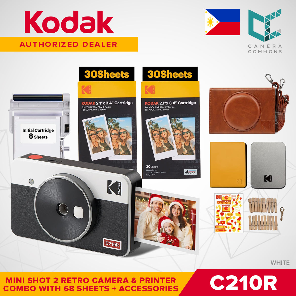 Kodak Mini Shot 2 Retro 2.1"x3.4" Camera and Printer Combo LCD Display 4PASS Print C210R