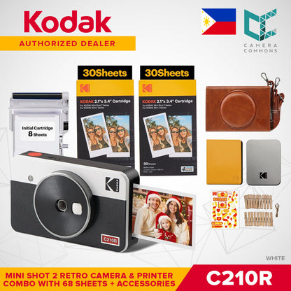 Kodak Mini Shot 2 Retro 2.1"x3.4" Camera and Printer Combo LCD Display 4PASS Print C210R