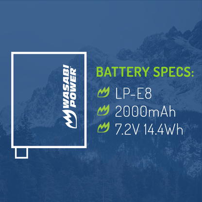 Wasabi Power LP-E8 1pc Rechargeable Battery for Canon Cameras LPE8