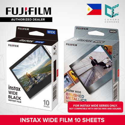FUJIFILM Instax Wide Instant Film Black Plain Solid Color / Brushed Metallics 10 Sheets
