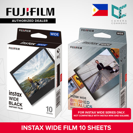 FUJIFILM Instax Wide Instant Film Black Plain Solid Color / Brushed Metallics 10 Sheets