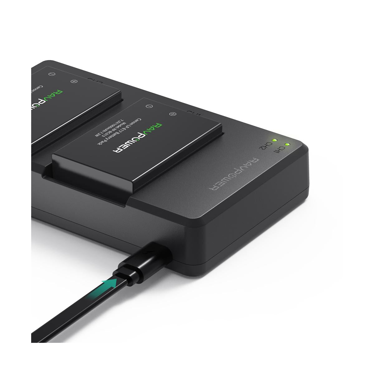 RAVPower LP-E17 Camera Battery Charger with 2pcs Batteries Set for Canon EOS Rebel Cameras LPE17