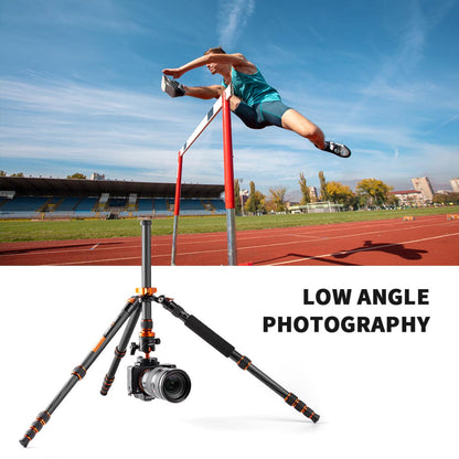 K&F Concept D255C4 + BH-28L 68" 172cm 5-Section Carbon Fiber Tripod with 360 Degree Ball Head