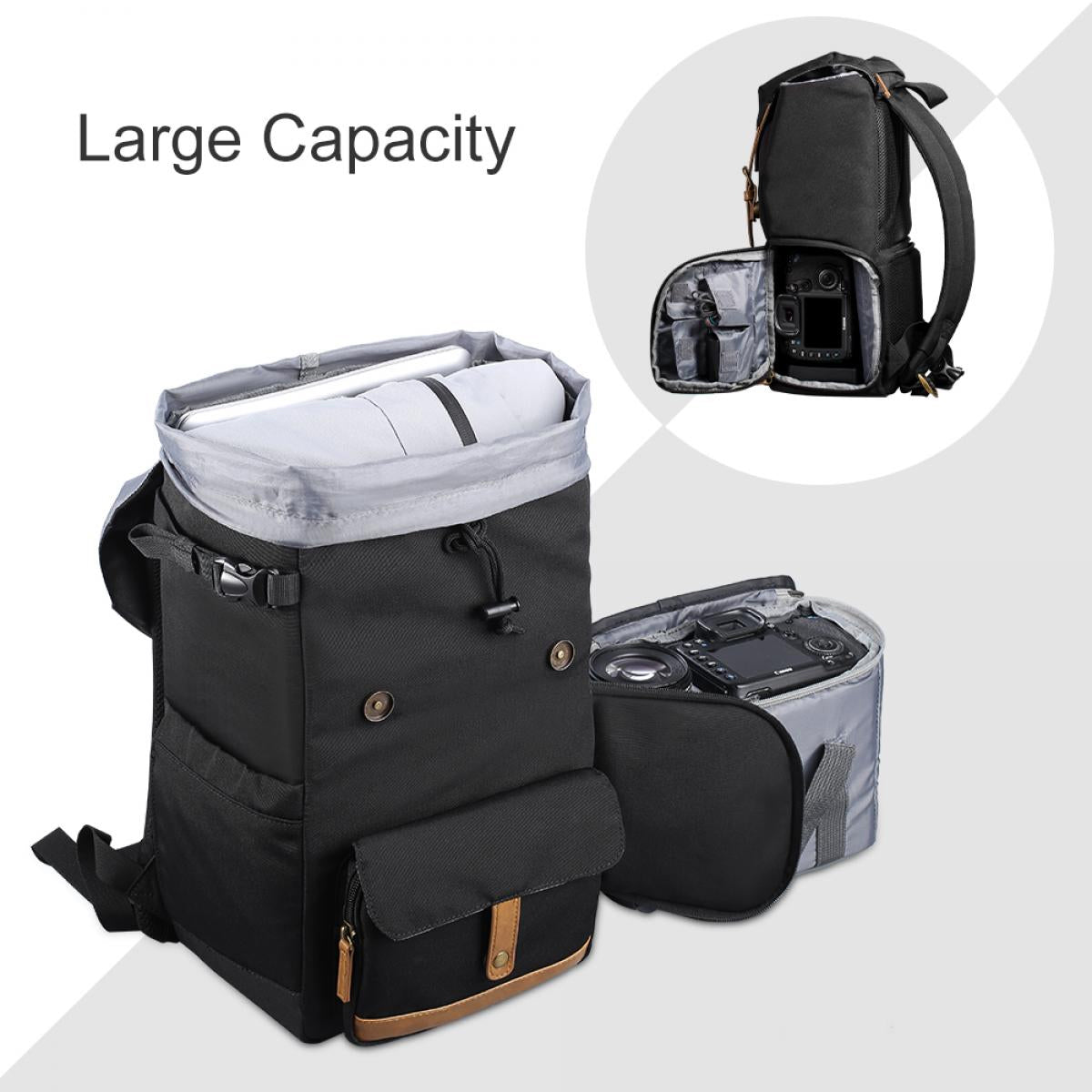 K&F Concept KF13.066V5 Adventurer Black Multifunctional Waterproof Travel Camera Backpack Bag