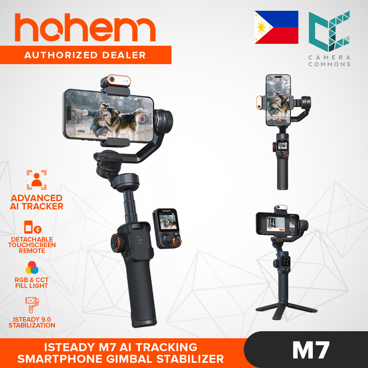 Hohem iSteady M7 Smartphone Gimbal Stabilizer Advanced Magnetic AI Tracker RGB Fill Light Remote