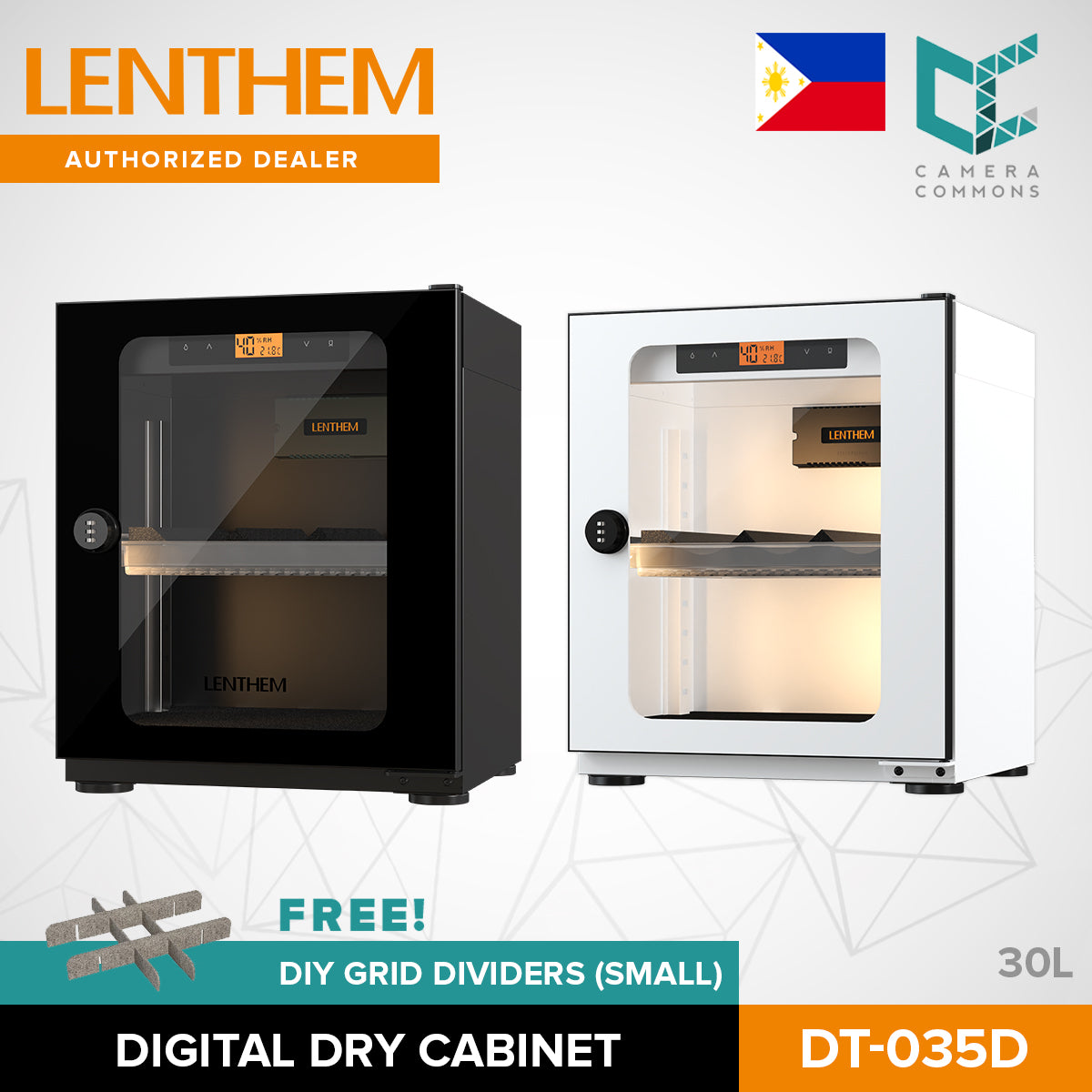 LENTHEM Dry Cabinet Box Storage DT Series Electronic Moisture-Proof Photo Equipment for Camera Lens with Mechanical Lock DT-025D DT-035D DT-045D DT-055D DT-075D DT-095D