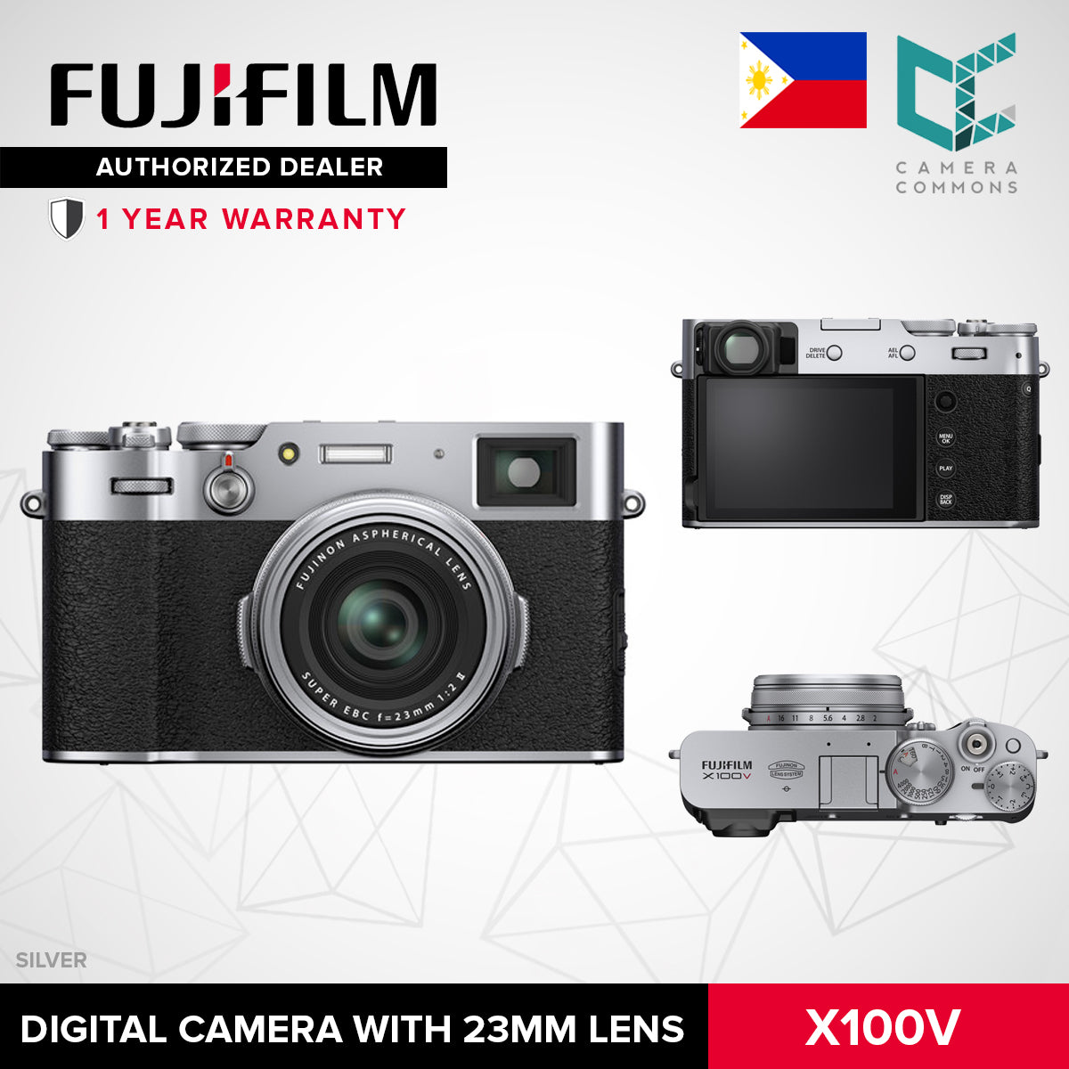 FUJIFILM X100V Digital Camera with Fujinon 23mm f2 Lens 4K Video Recording APS-C 5th Gen X100 Series